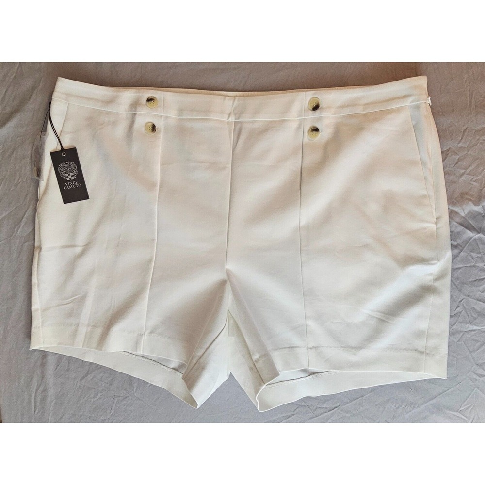 Vince Camuto Women's Plus Size 20W Side Zip Lined Shorts Ivory Pleated NWT  LO56